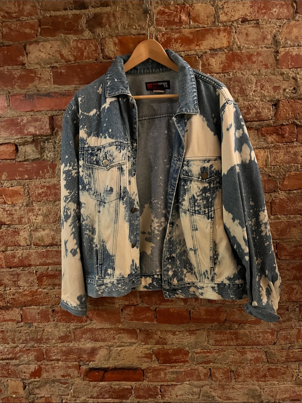 Bleached Two-Tone Denim Trucker Jacket - Blue & White
